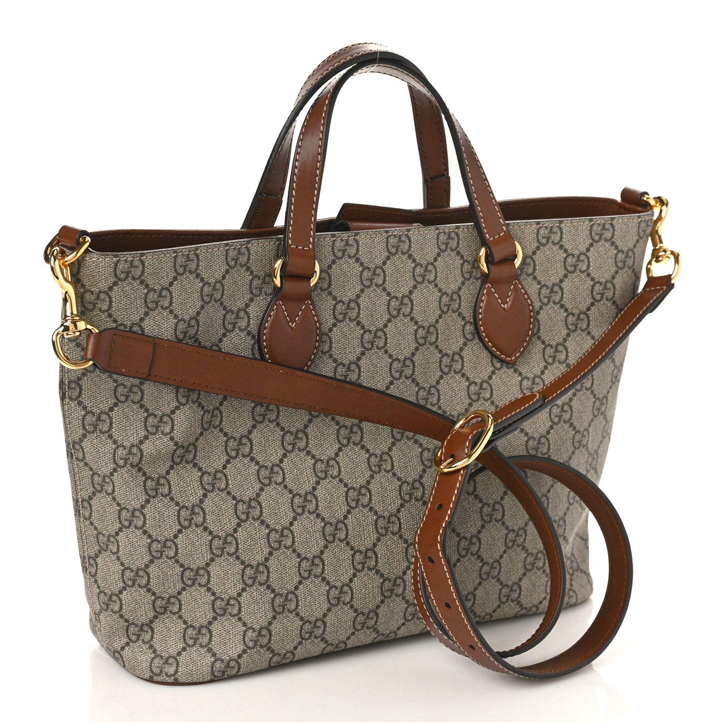 Soft GG Supreme Monogram Small Crossbody Tote Beige Cuir