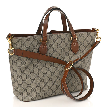 Gucci Soft GG Supreme Monogram Small Crossbody Tote Beige Cuir 3 of 9