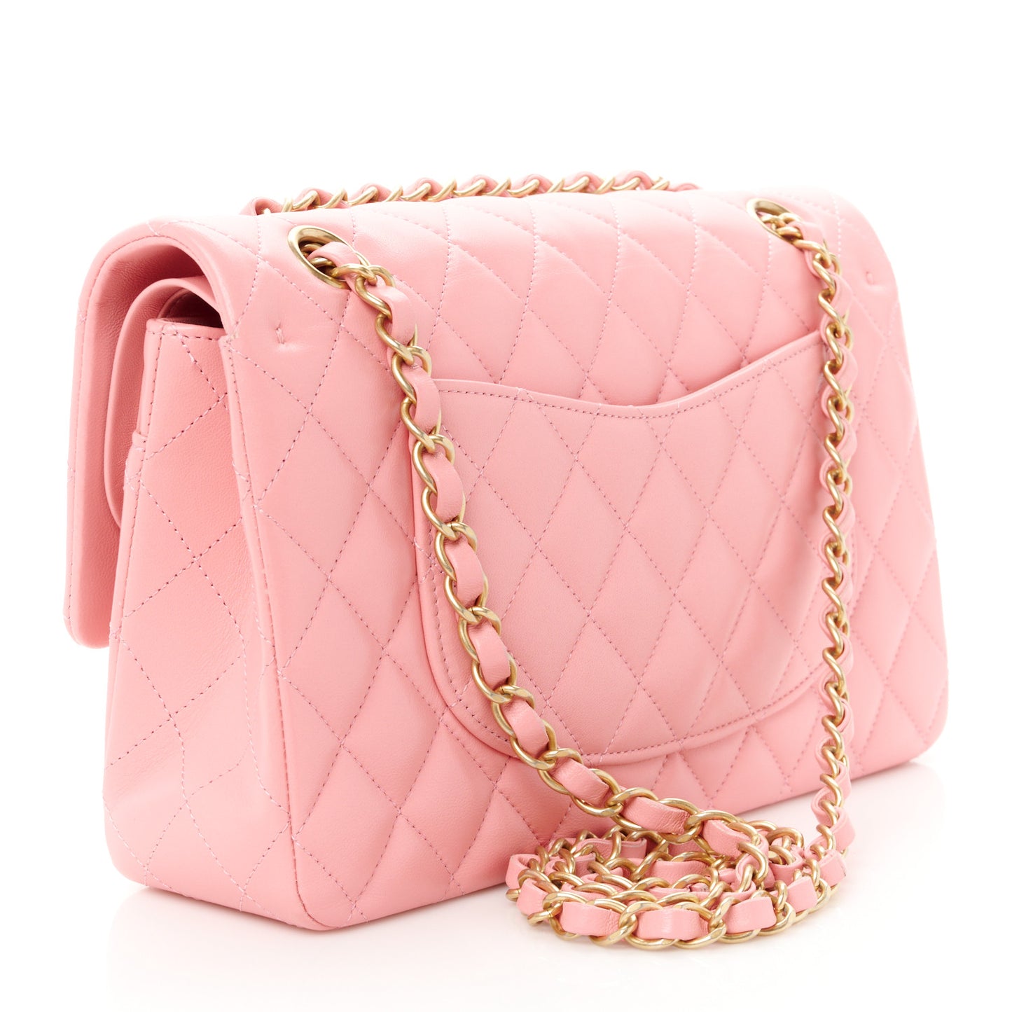 Lambskin Quilted Medium Double Flap Rose Pink