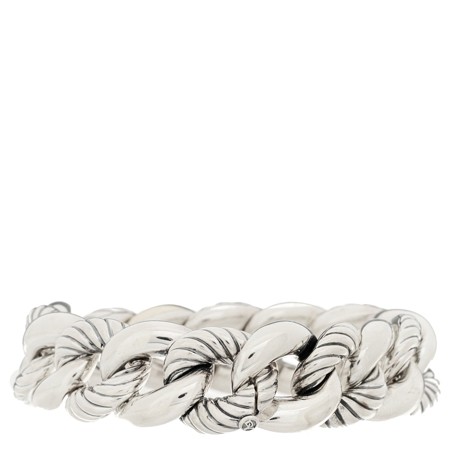 David Yurman Sterling Silver 18K Yellow Gold 18mm Curb Chain Bracelet 2 of 3