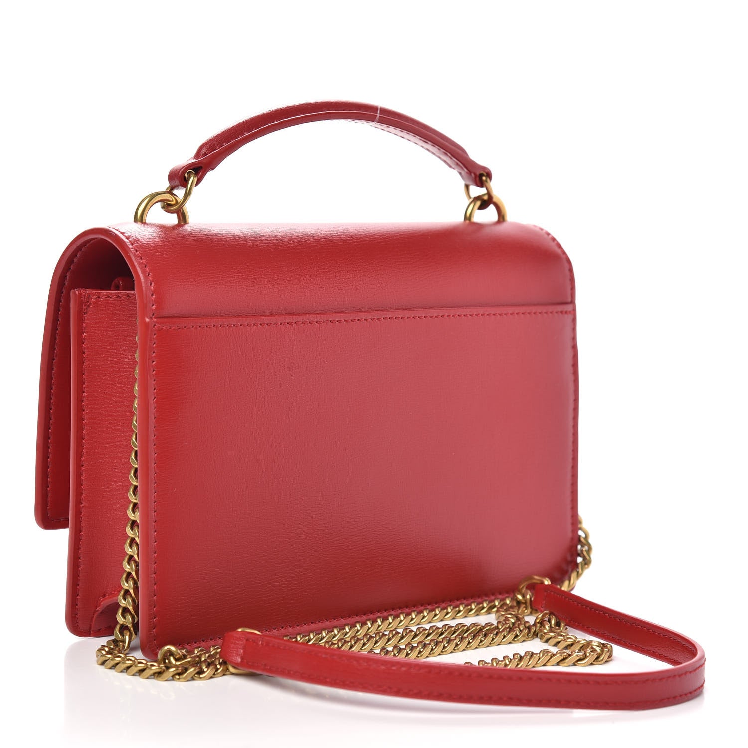Saint Laurent Calfskin Monogram Sunset Chain Wallet Rosso 3 of 8