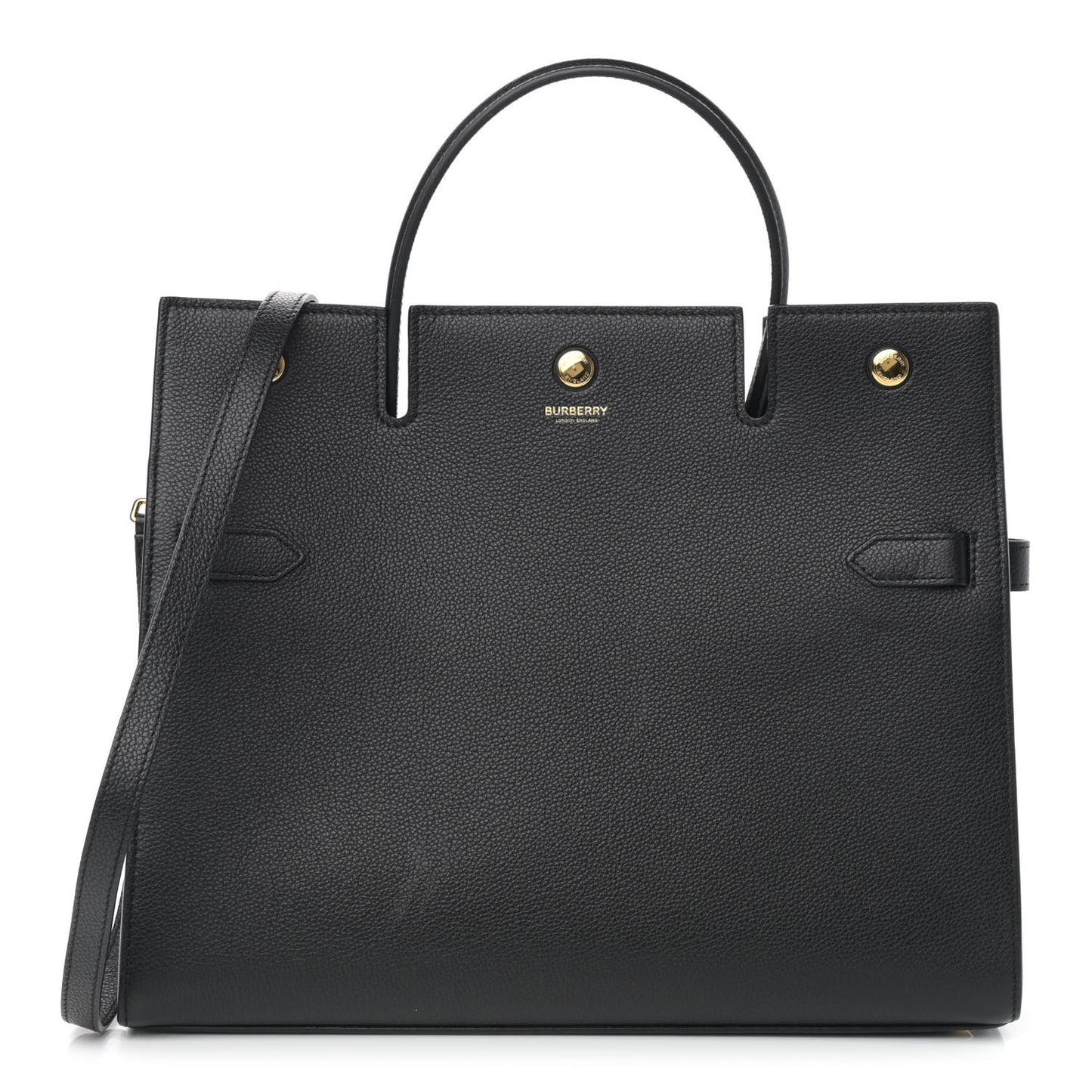 Grainy Calfskin Medium Title Bag Black
