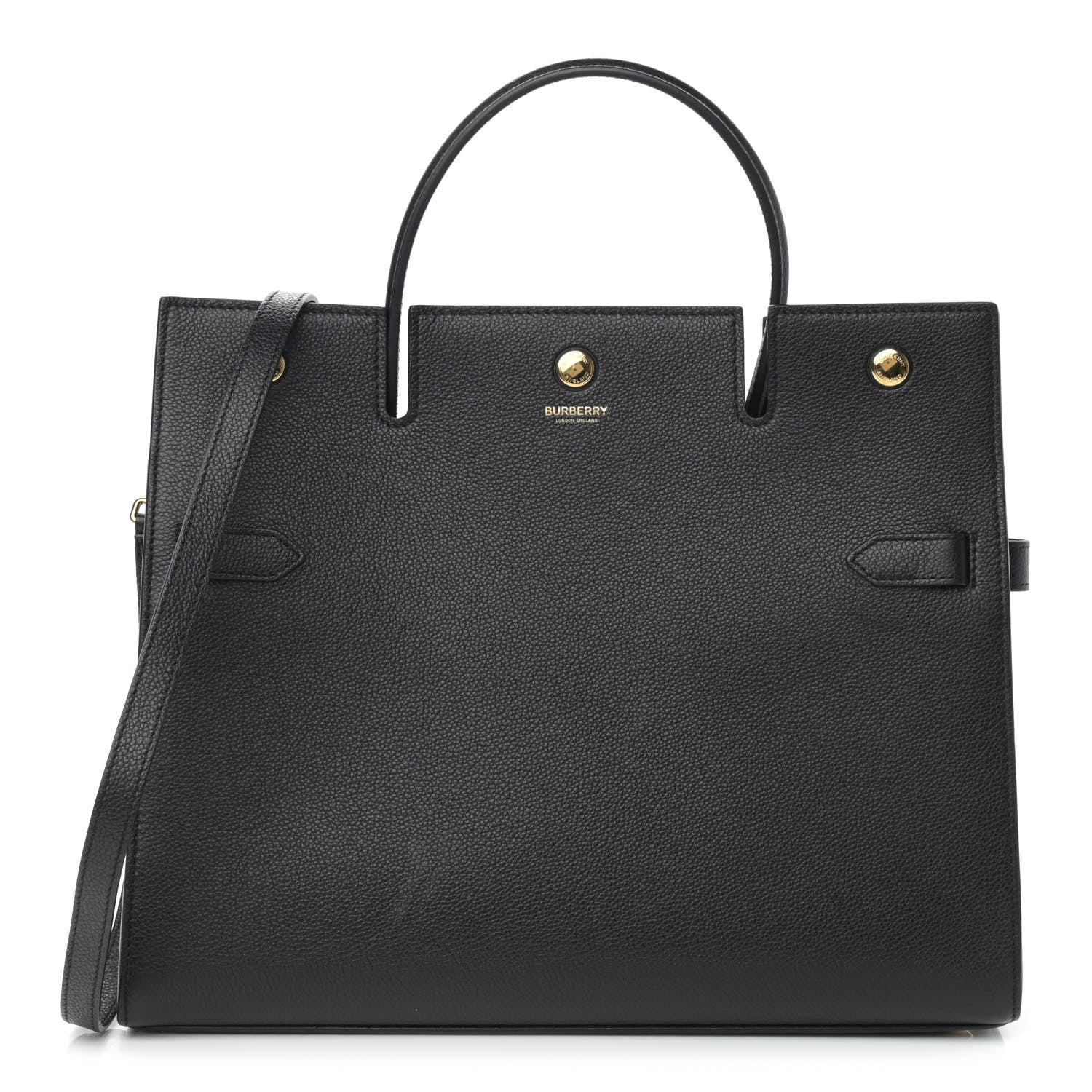 Burberry Grainy Calfskin Medium Title Bag Black 1 of 12