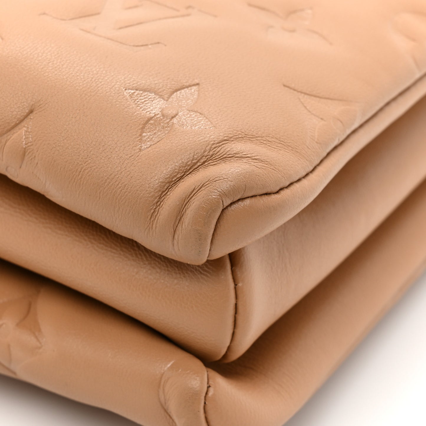 Lambskin Embossed Monogram Coussin PM Camel