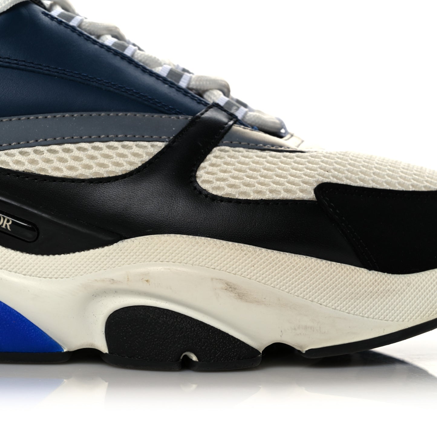 Technical Mesh Calfskin Mens B22 Sneakers 45 Blue Black