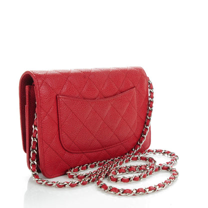 Chanel Caviar Quilted Wallet On Chain WOC Dark Red 3 of 8