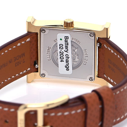 Hermes Stainless Steel Epsom 21mm Heure H Hour Quartz Watch Gold 4 of 5