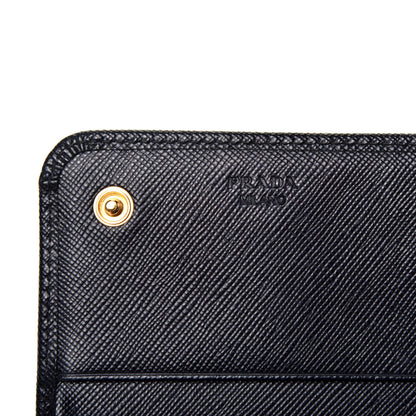 Prada Saffiano Metal Continental Flap Wallet Black 6 of 7