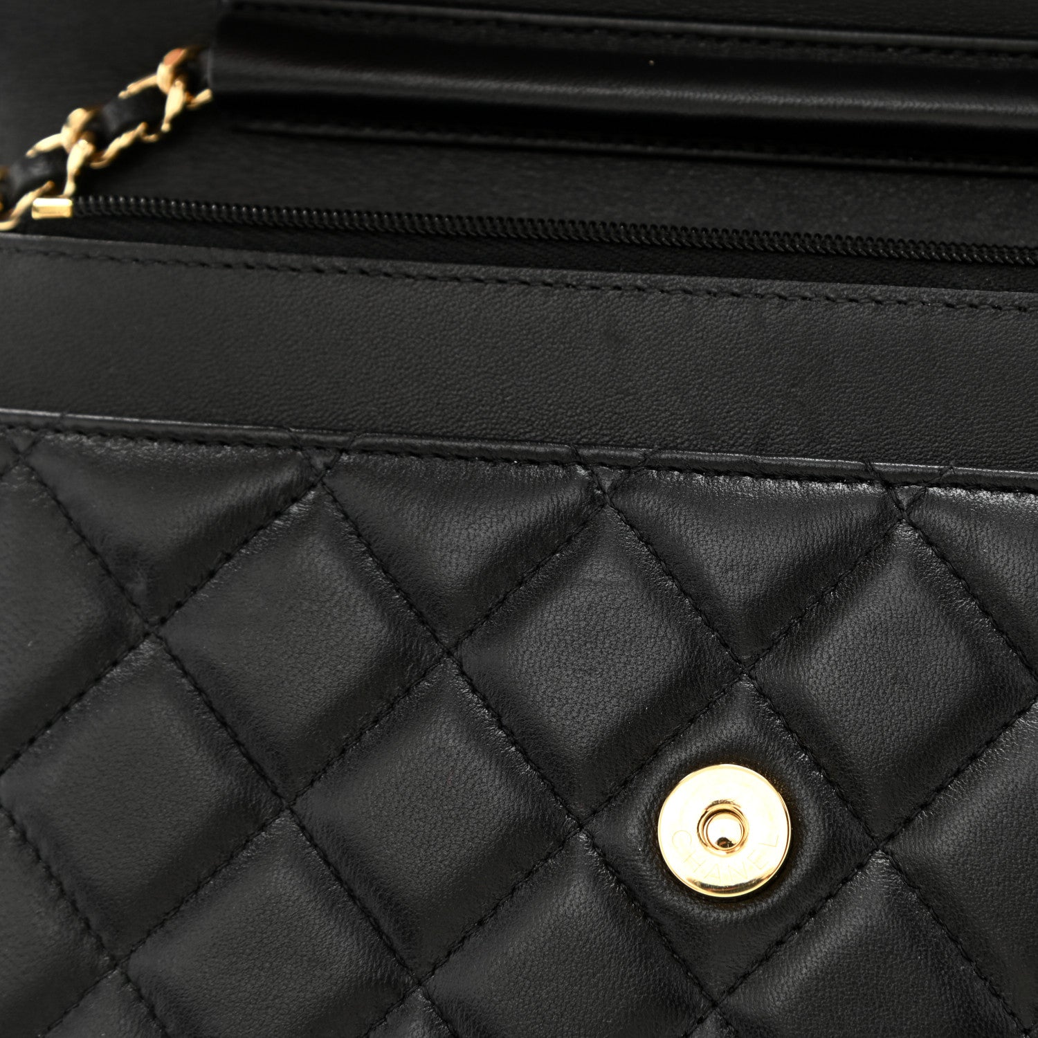 Chanel Lambskin Quilted Wallet On Chain WOC Black 10 of 14