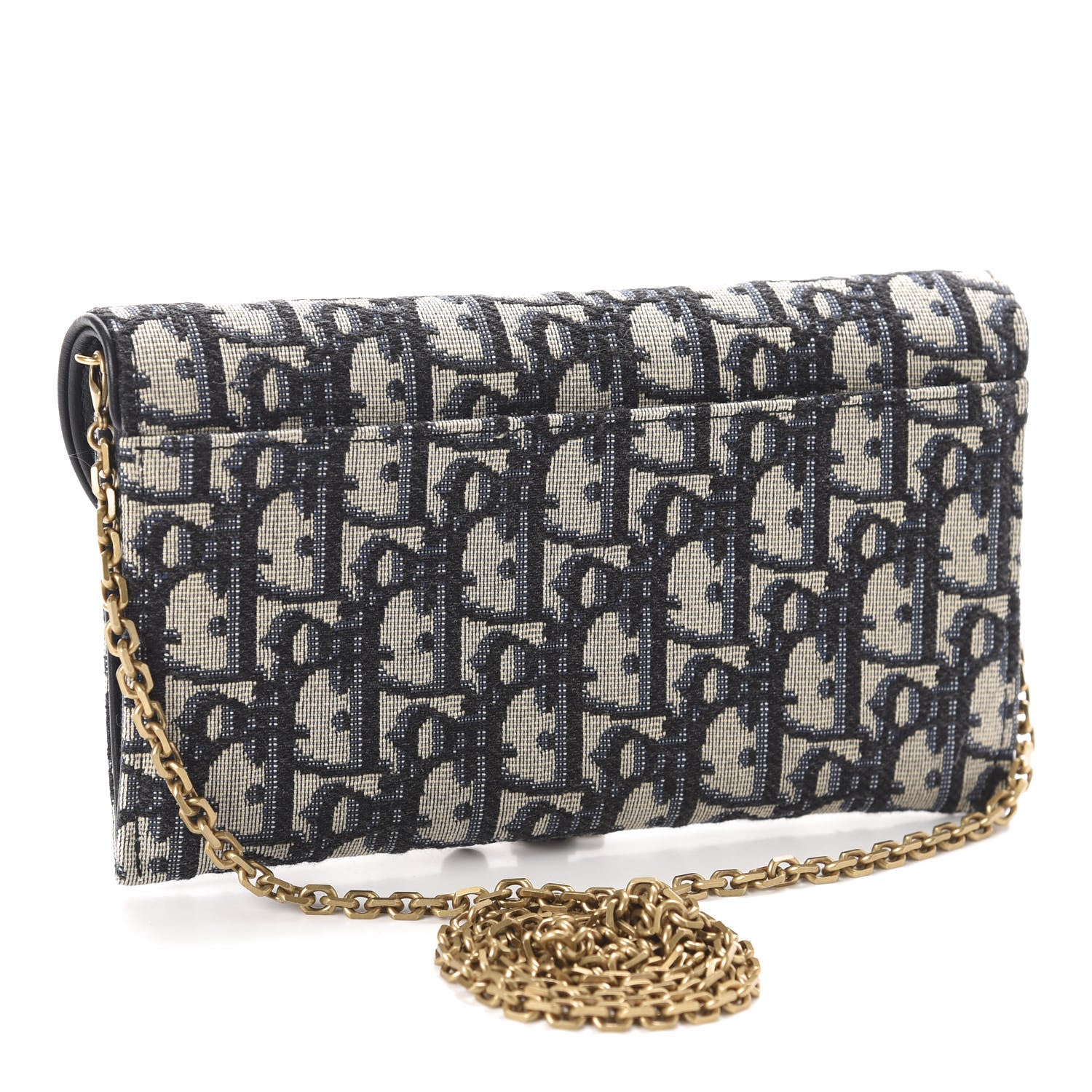 Christian Dior Oblique Saddle Chain Long Wallet Blue 3 of 12