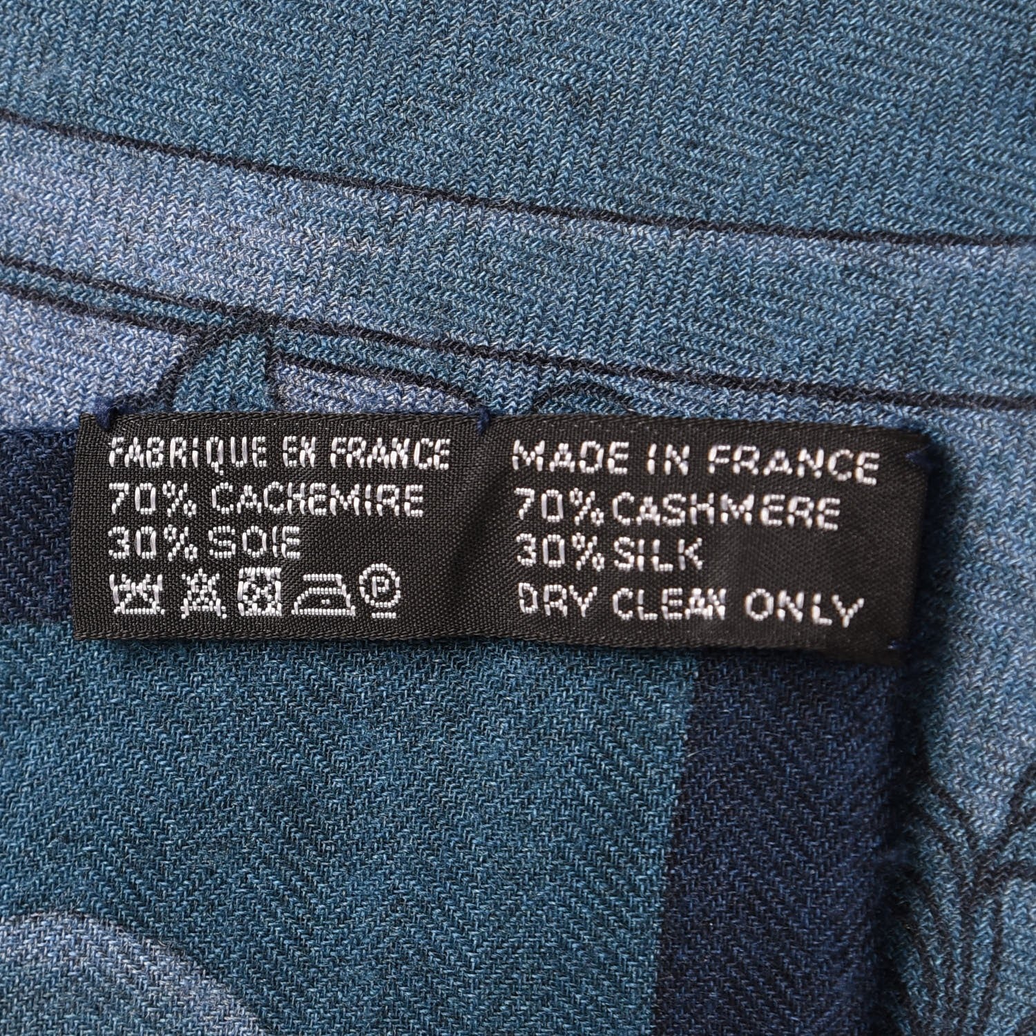 Hermes Cashmere Silk Cavalleria D'Etriers Shawl 140 Bleu Violet Parme 6 of 7