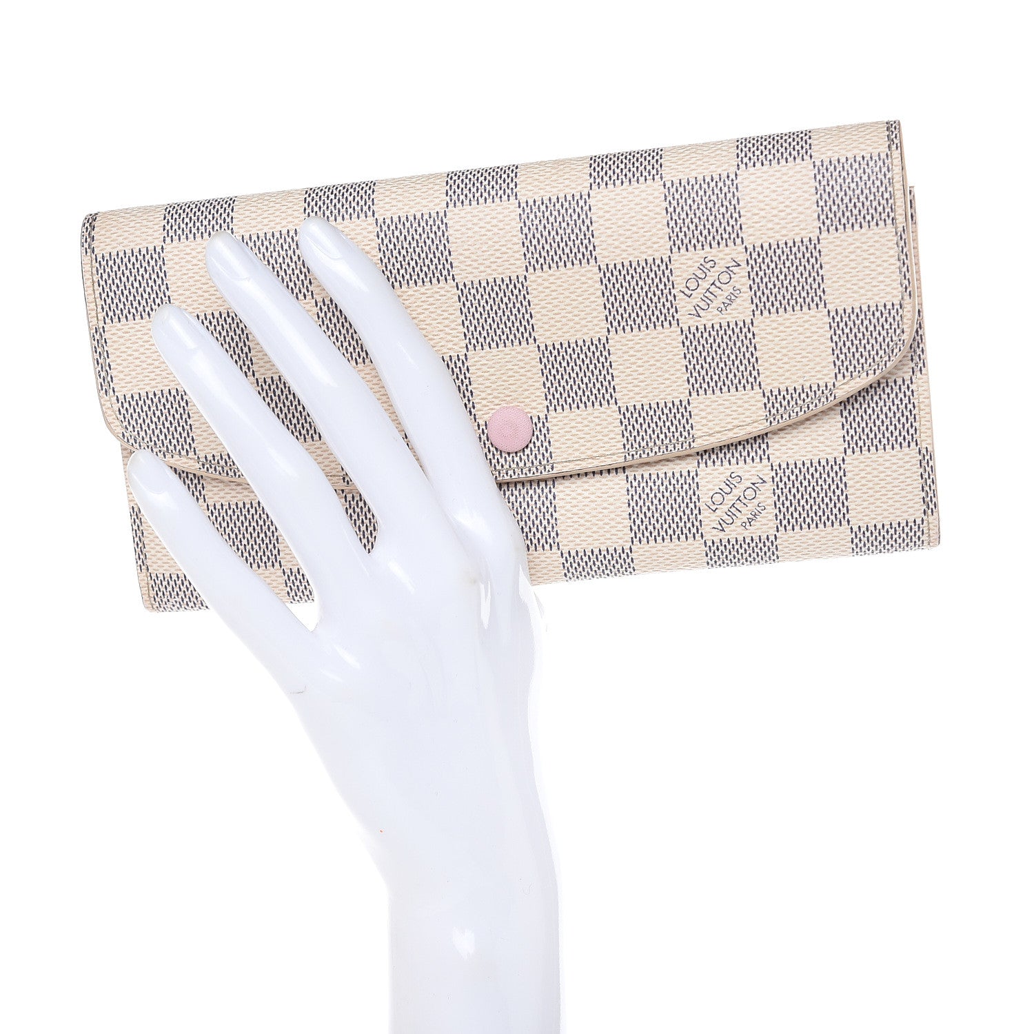 Louis Vuitton Damier Azur Emilie Wallet Rose Ballerine 2 of 14