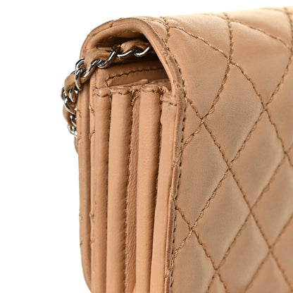 Chanel Lambskin Quilted Chain Clutch Flap Beige 17 of 20