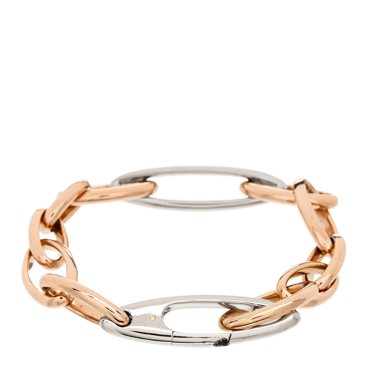18K Rose White Gold Oval Link Chain Bracelet