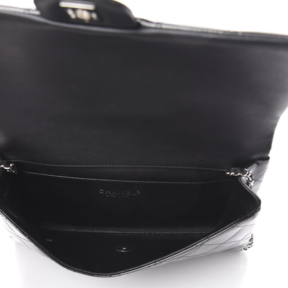 Chanel Striated Patent Quilted Clutch With Chain Flap Black 4 of 8