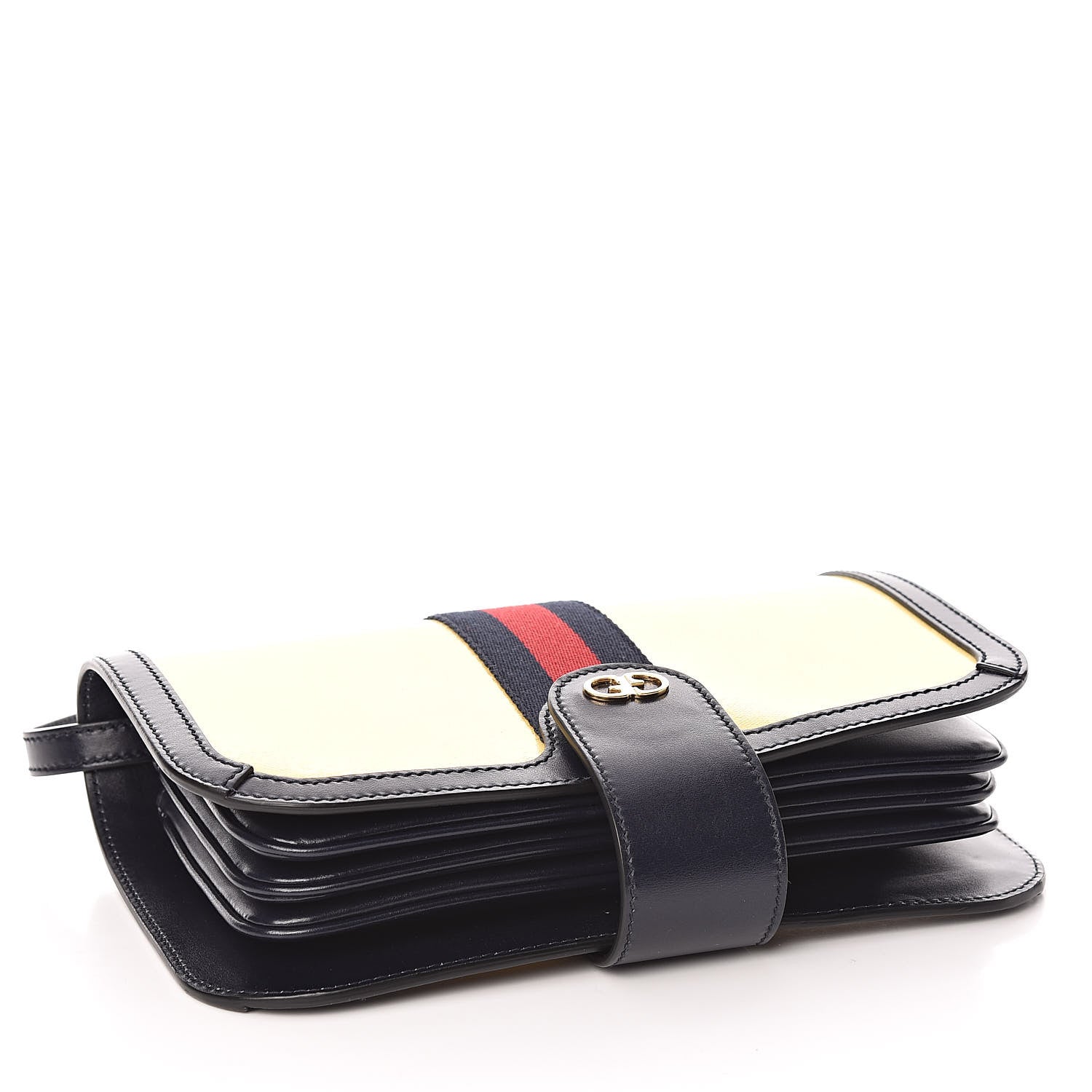 Gucci Crystal Monogram Plutone Calfskin Web Ophidia Flap Messenger Bag Straw Yellow Blue 4 of 10