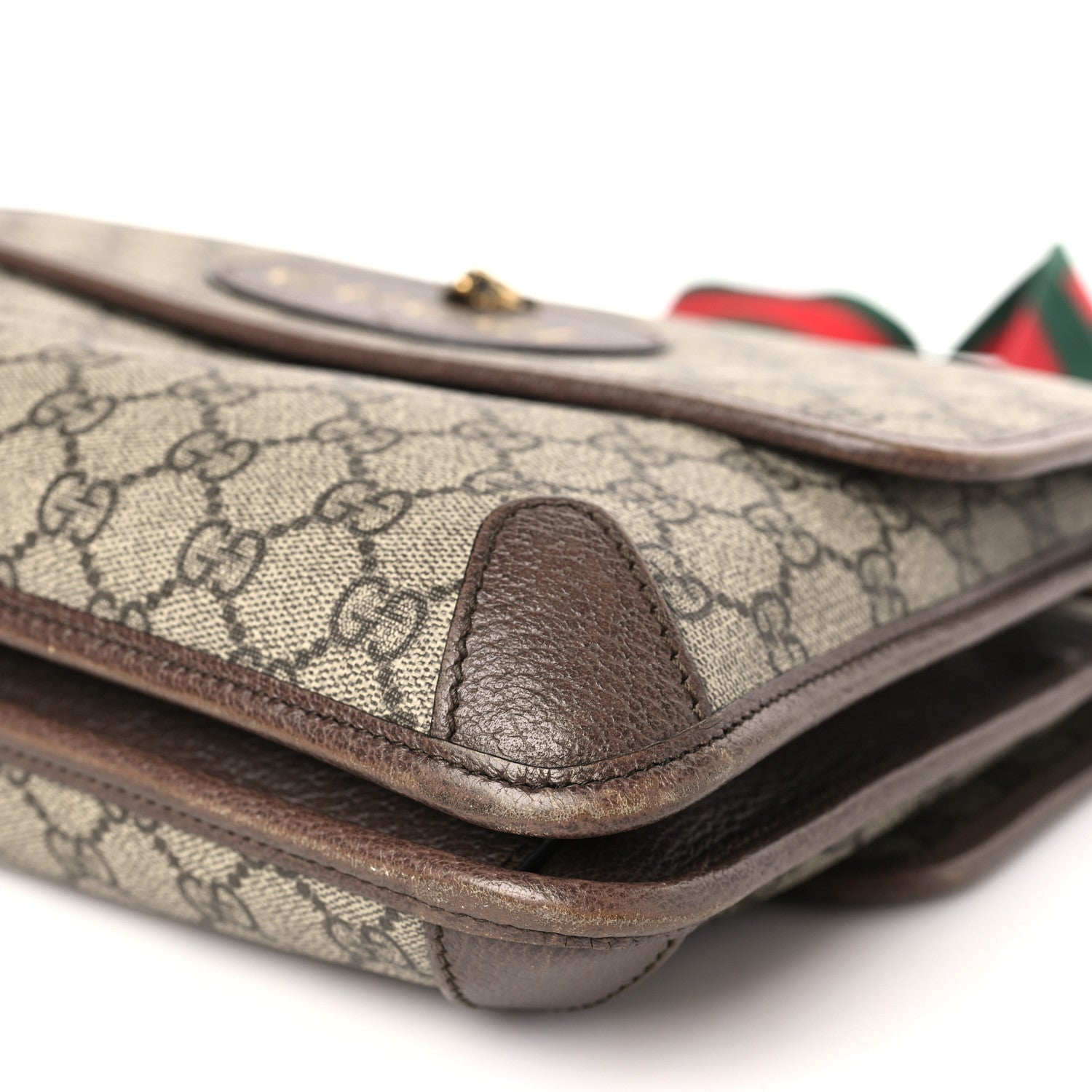 Gucci GG Supreme Monogram Web Neo Vintage Double Flap Messenger Bag Beige New Acero 9 of 9