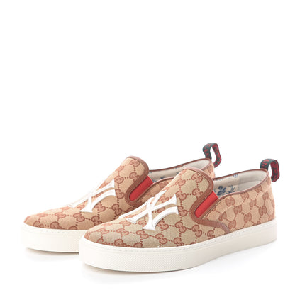 Gucci X MLB GG Monogram NY Yankees Embroidered Mens Slip On Sneakers 9 Beige Ruggine Rust 3 of 7