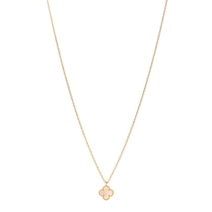 Van Cleef & Arpels 18K Yellow Gold Mother of Pearl Sweet Alhambra Pendant Necklace 1 of 5
