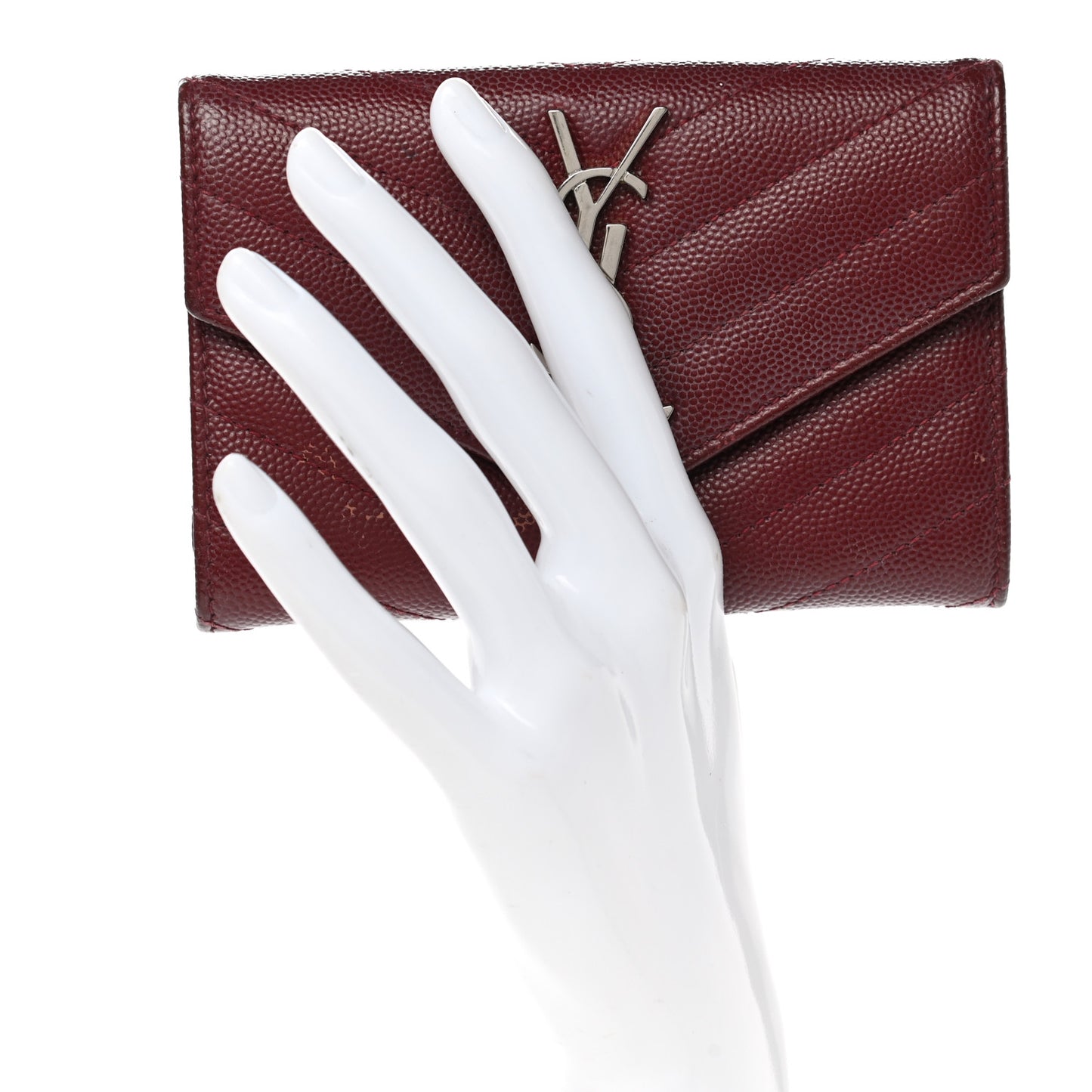 Grain De Poudre Matelasse Chevron Small Monogram Envelope Wallet Bordeaux