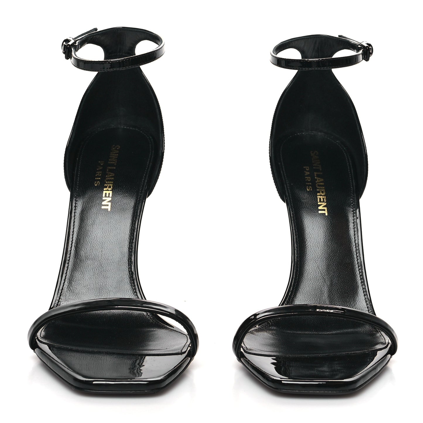 Patent Calfskin Opyum 110 Sandals 38.5 Black Gold