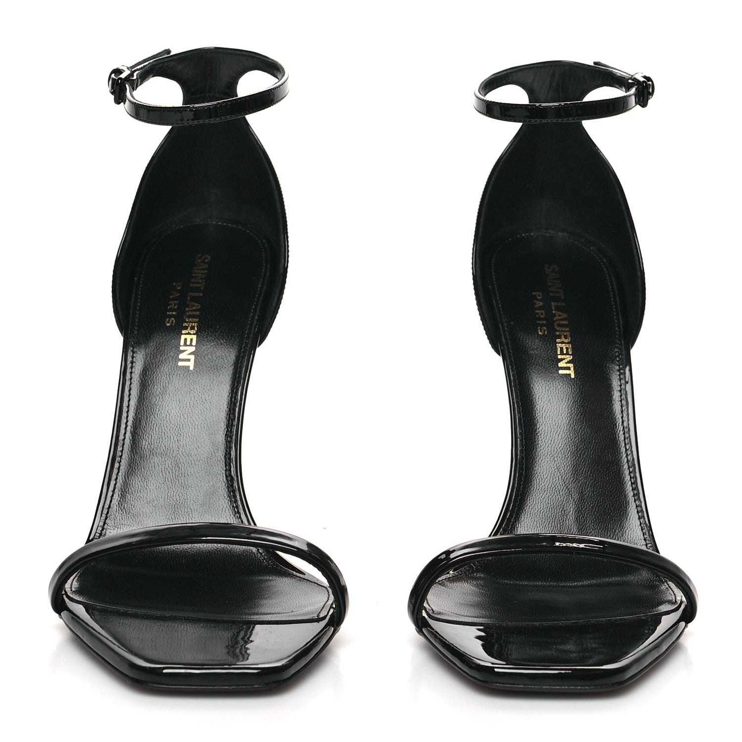 Saint Laurent Patent Calfskin Opyum 110 Sandals 38.5 Black Gold 2 of 9