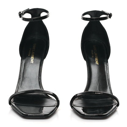 Saint Laurent Patent Calfskin Opyum 110 Sandals 38.5 Black Gold 2 of 9