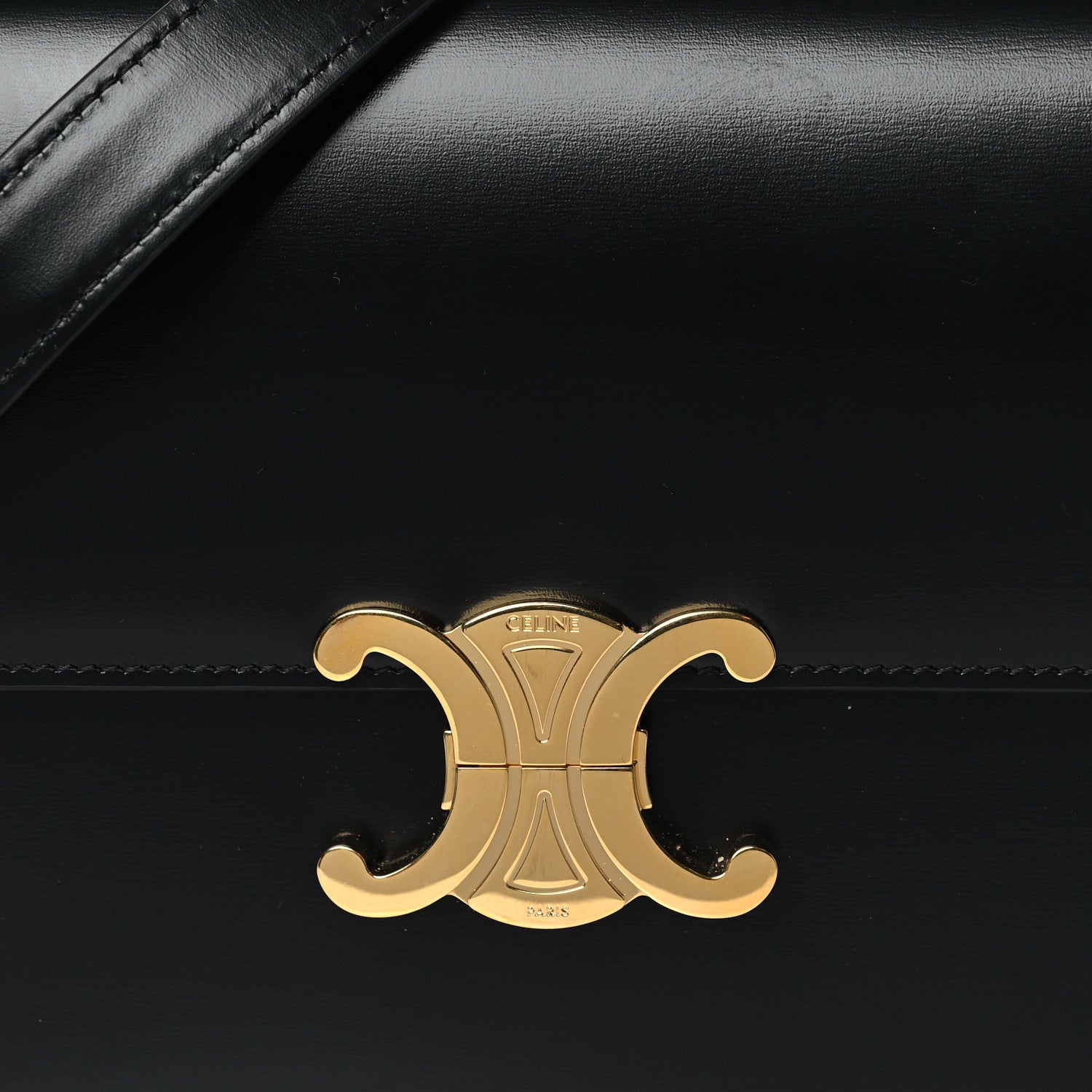 Celine Shiny Calfskin Medium Triomphe Black 8 of 10