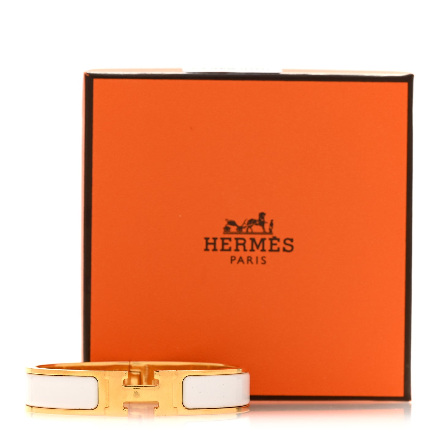 Enamel Narrow Clic Clac H Bracelet PM White