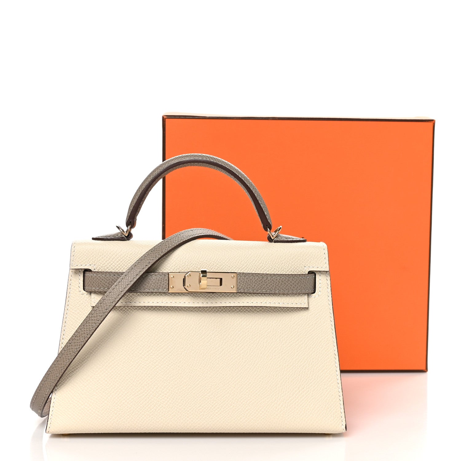 Hermes Epsom Horseshoe Mini Kelly Sellier 20 Craie Gris Asphalte 12 of 13