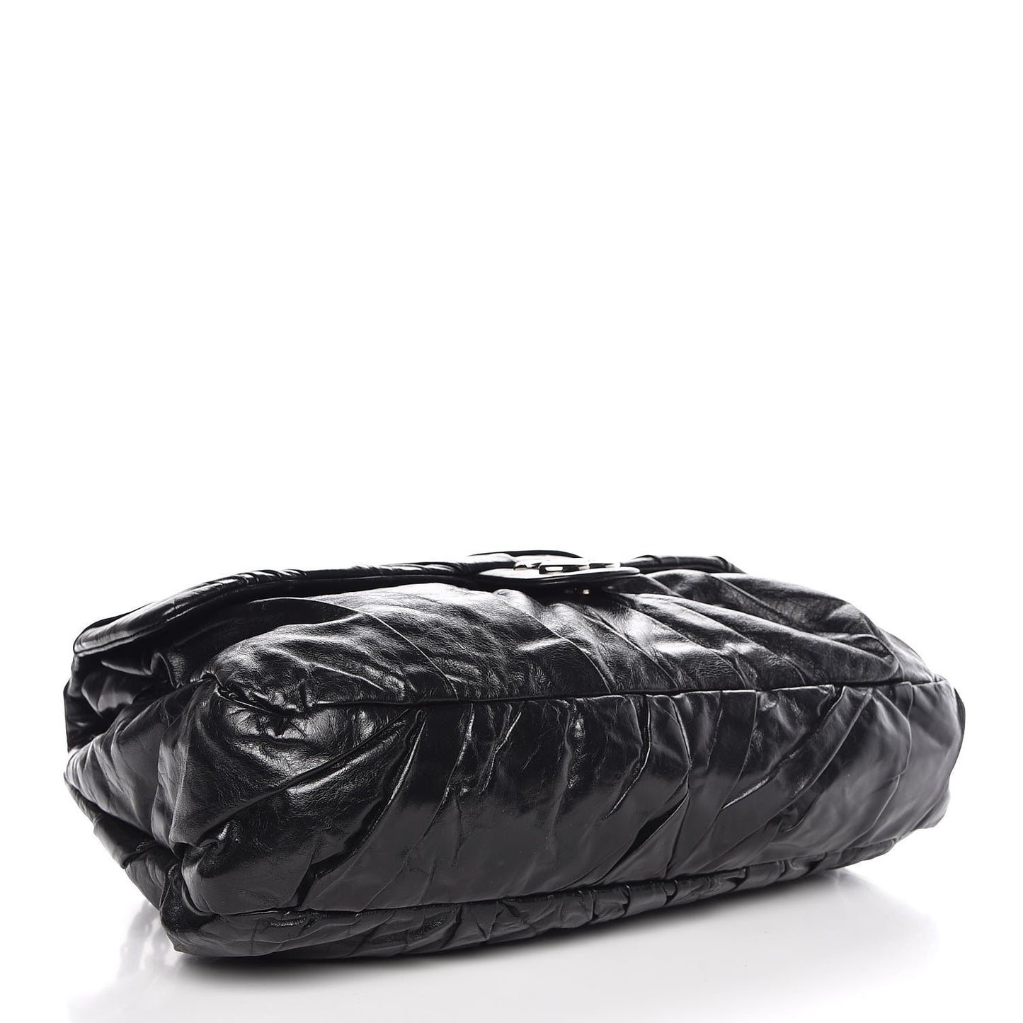 Glazed Calfskin Twisted Maxi Flap Black