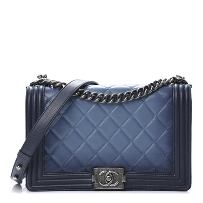 Chanel Calfskin Ombre Faded Quilted New Medium Boy Flap Blue 1 of 16
