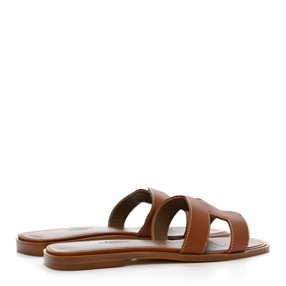 Hermes Box Calfskin Oran Sandals 36 Gold 3 of 4