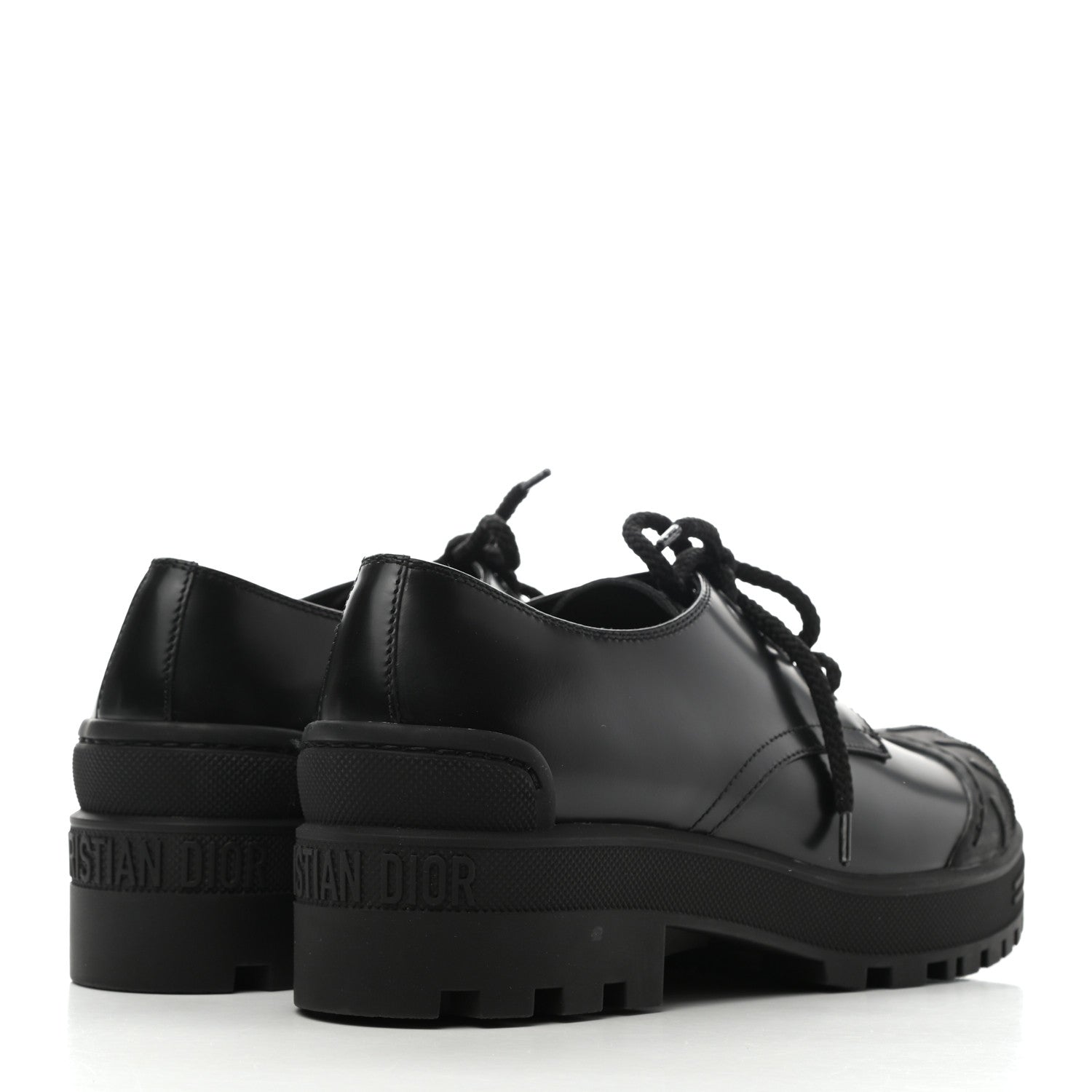 Christian Dior Brushed Calfskin Rubber Dioriron Derby Flat Shoes 8 Black 4 of 9