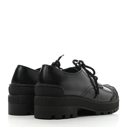 Christian Dior Brushed Calfskin Rubber Dioriron Derby Flat Shoes 8 Black 4 of 9