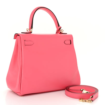 Hermes Swift Horseshoe Kelly Retourne 25 Rose Sakura Bleu Brume Rose Azalee Bougainvillea 2 of 10