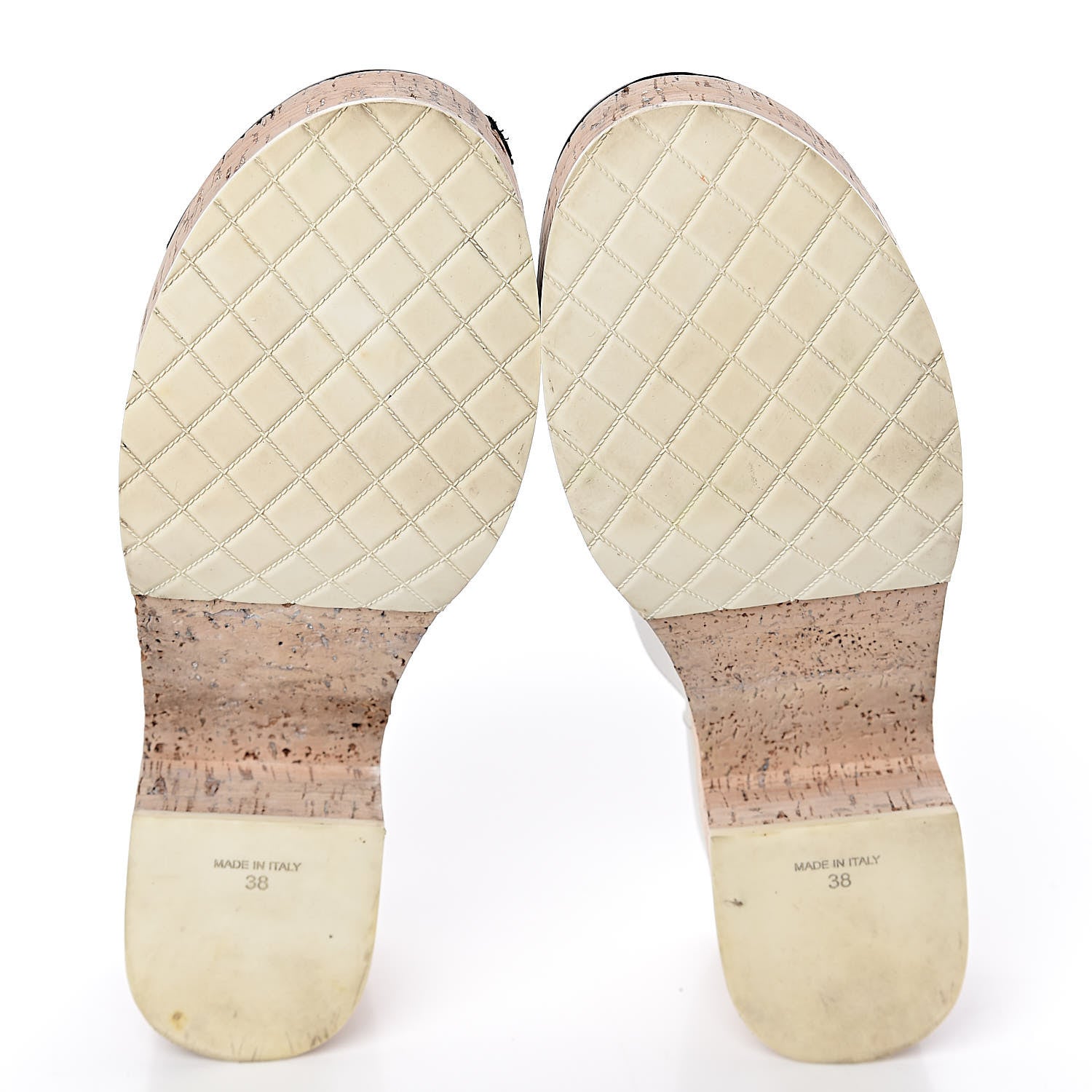 Chanel Calfskin Cork Cap Toe CC Clogs 38 White Black 10 of 12