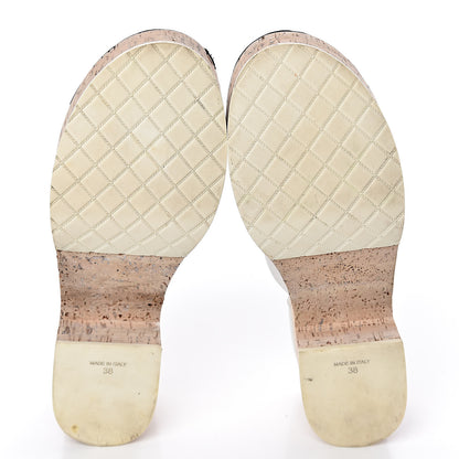 Chanel Calfskin Cork Cap Toe CC Clogs 38 White Black 10 of 12
