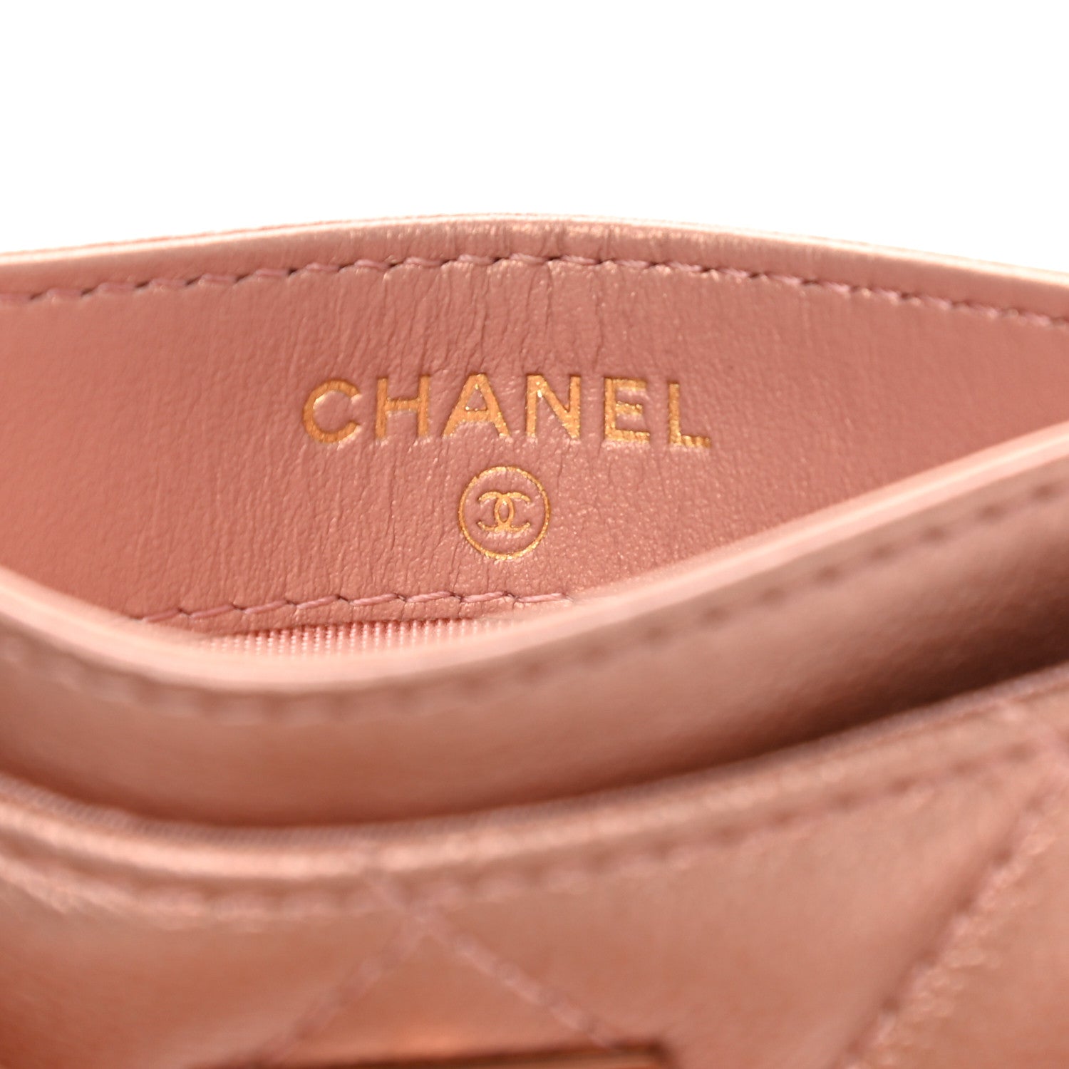 Chanel Metallic Caviar Quilted Reissue Card Holder Rose Gold 6 of 9