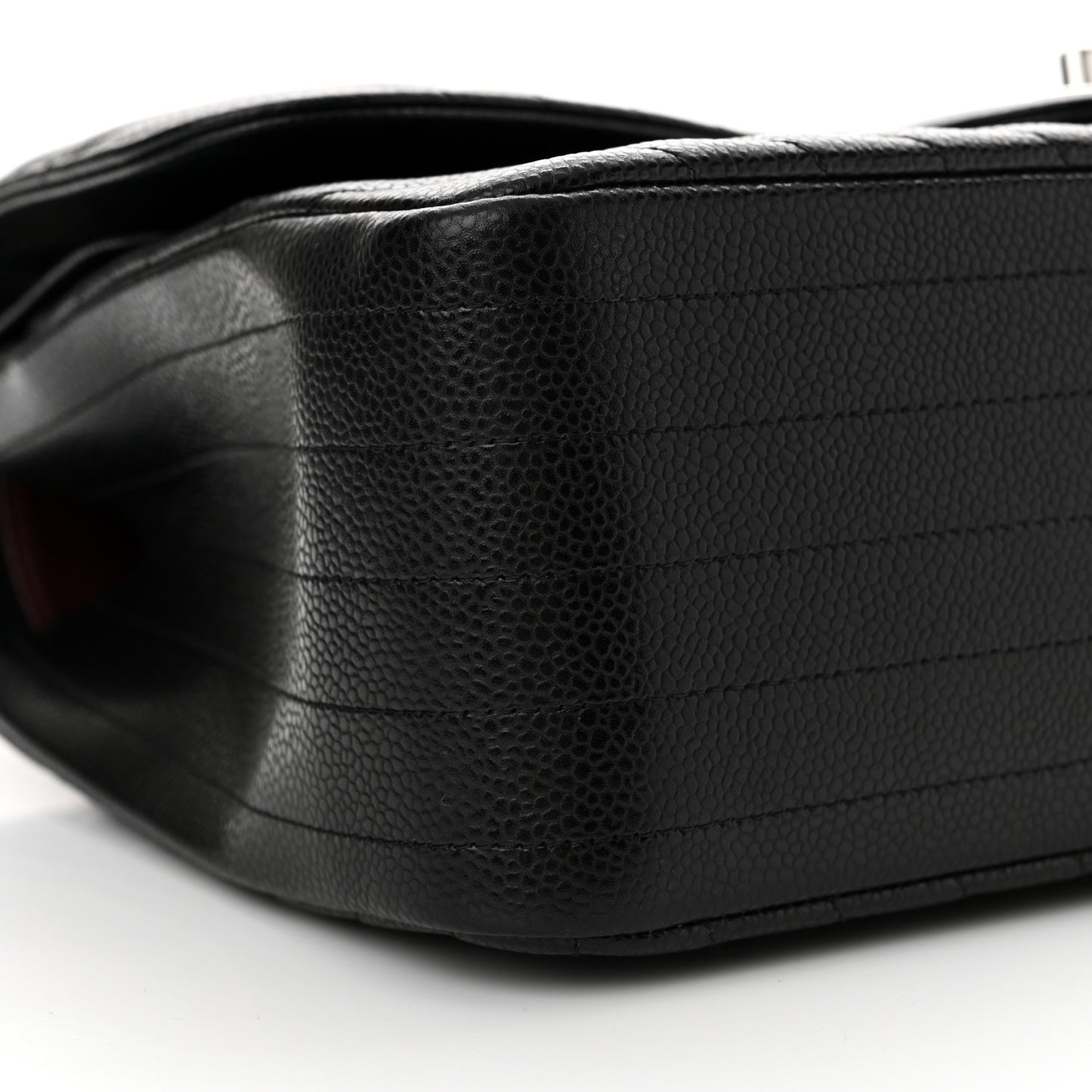 Caviar Chevron Quilted Jumbo Double Flap Black