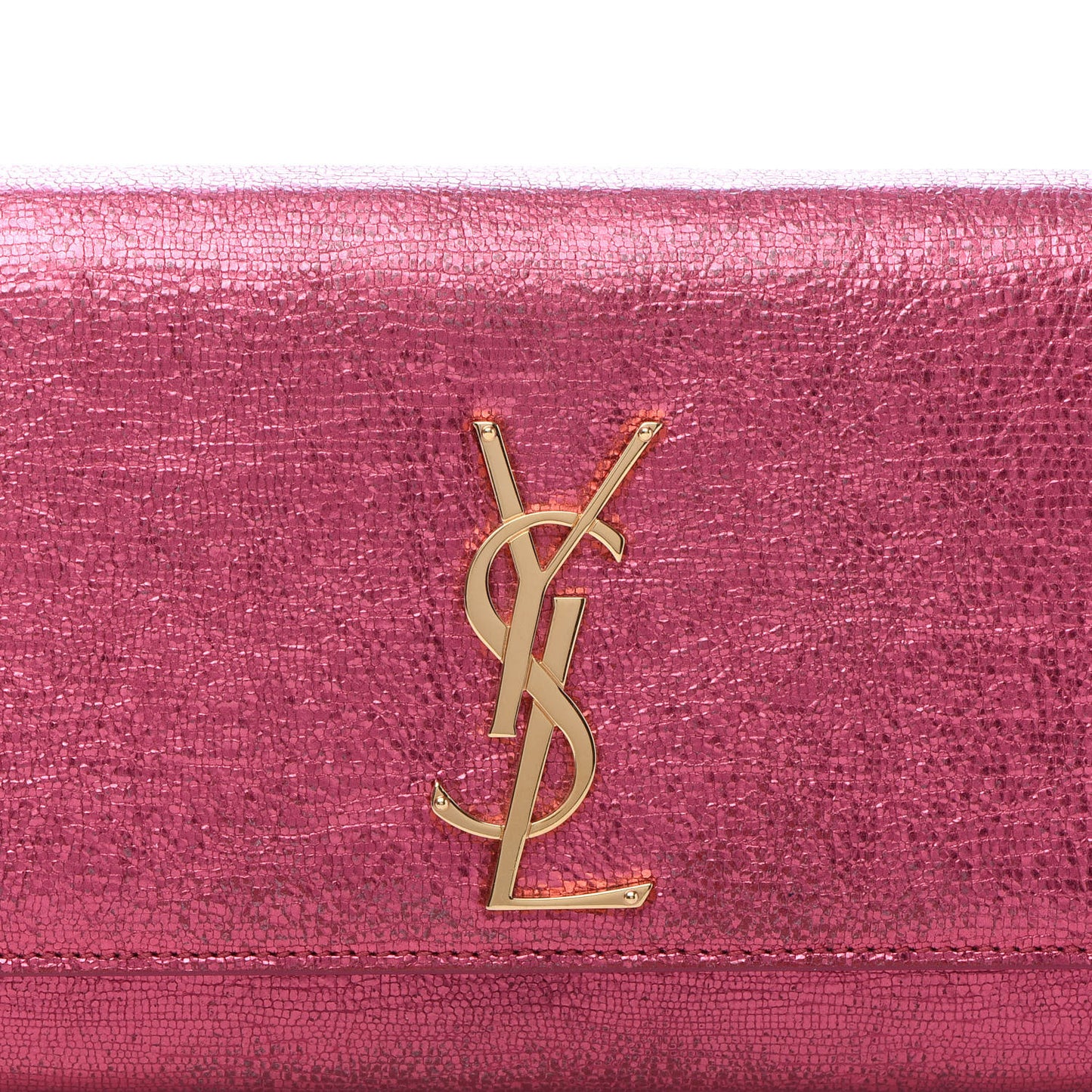 Metallic Textured Calfskin Classic Monogram Cassandre Clutch Pink
