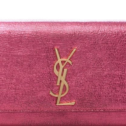 Saint Laurent Metallic Textured Calfskin Classic Monogram Cassandre Clutch Pink 9 of 9