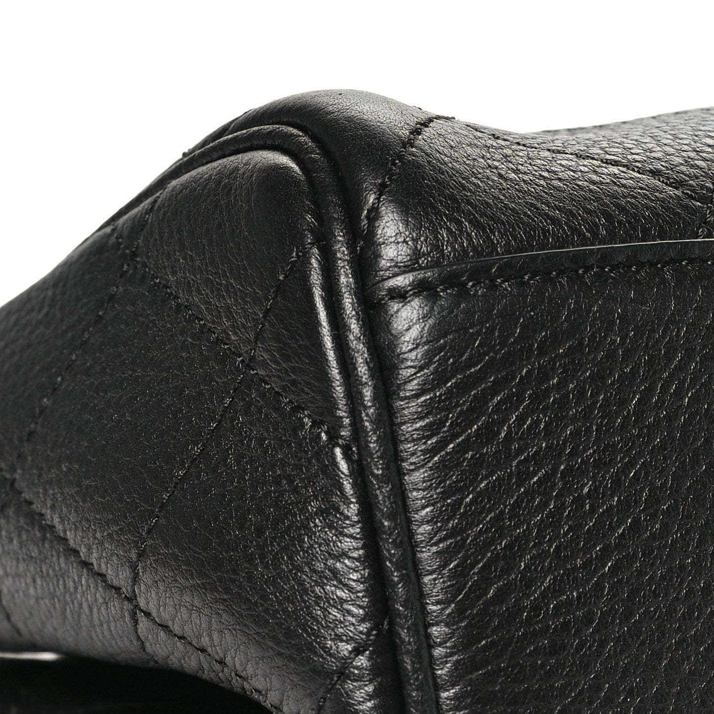 Grained Calfskin Stitched Urban Essentials Large Shopping Bag Black