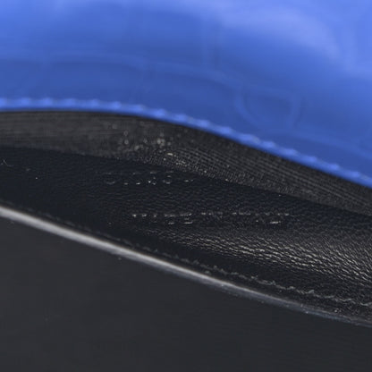 Saint Laurent Calfskin Crocodile Embossed Medium Classic Monogram Kate Tassel Satchel Bleu Majorelle 8 of 15