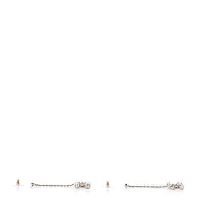 Chanel Crystal Pearl Dazzling Domino Drop Earrings Matte Gold 4 of 5