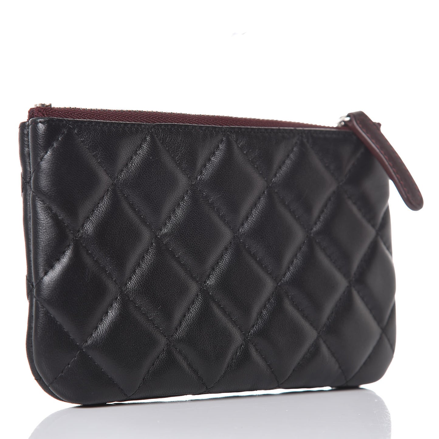 Lambskin Quilted Small Cosmetic Case Black