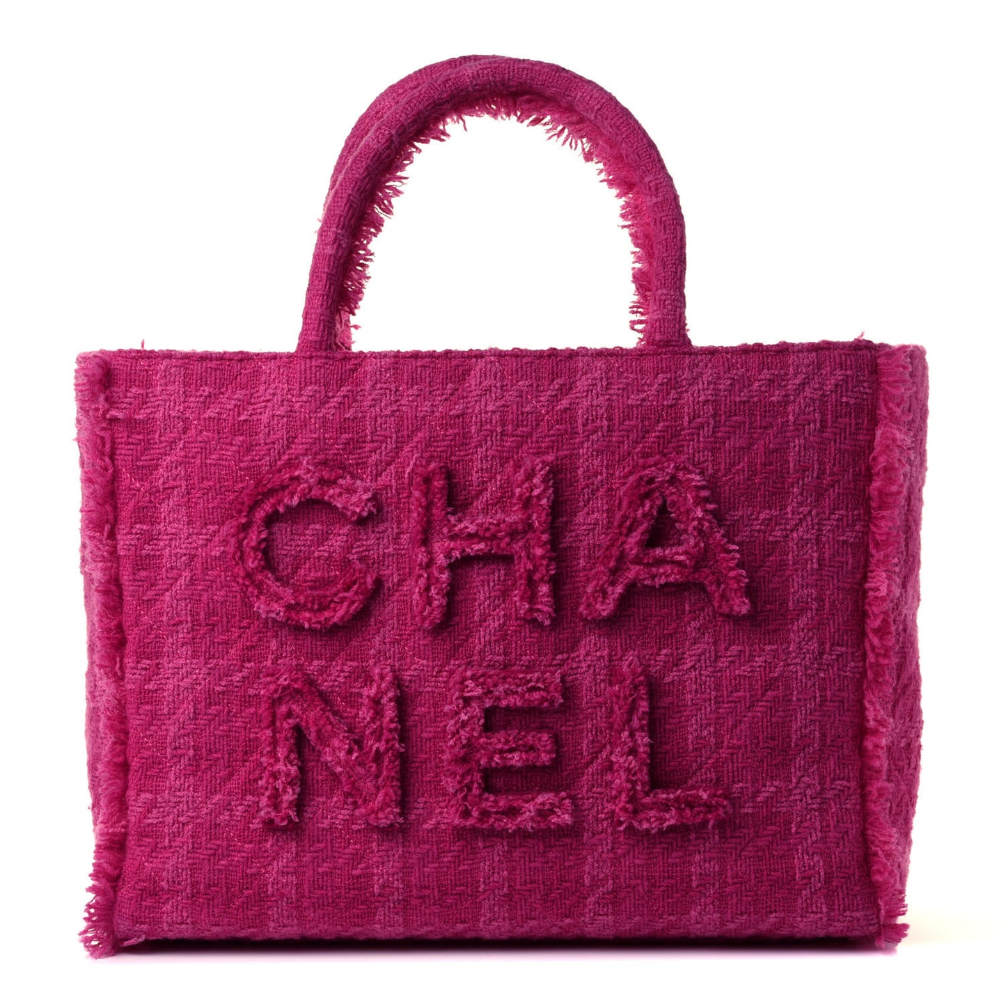 Wool Tweed Large Zipped Shopping Tote Pink