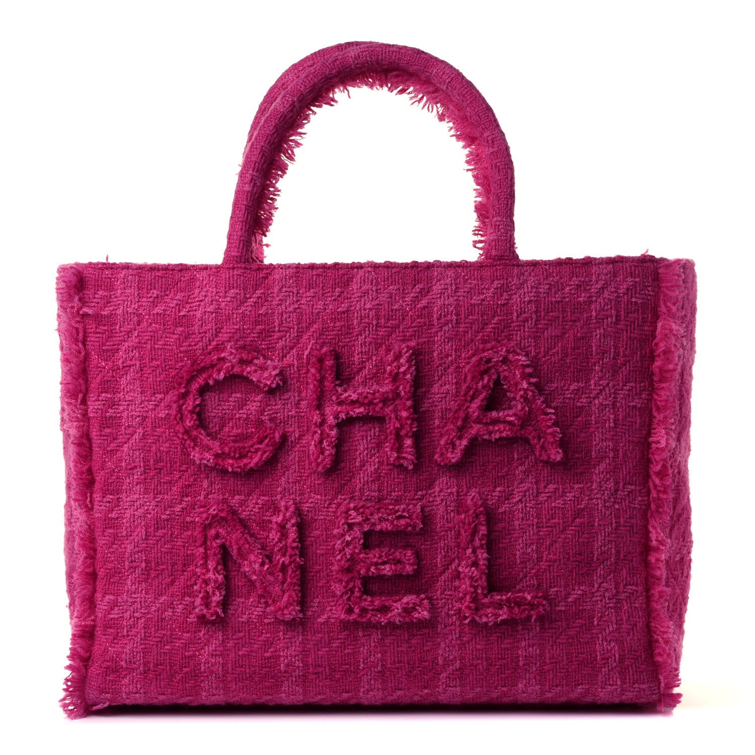 Chanel Wool Tweed Large Zipped Shopping Tote Pink 1 of 4