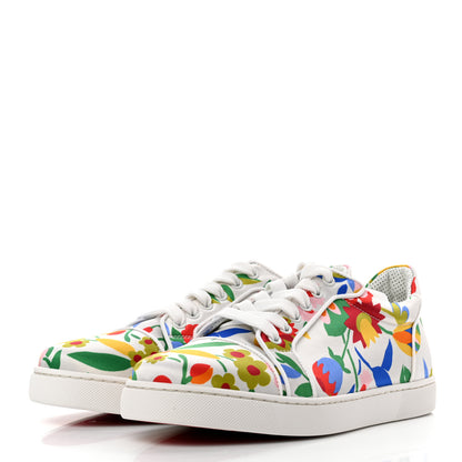 Christian Louboutin Satin Vieira Print Womens Orlato Flat Sneakers 40 White Multicolor 3 of 7