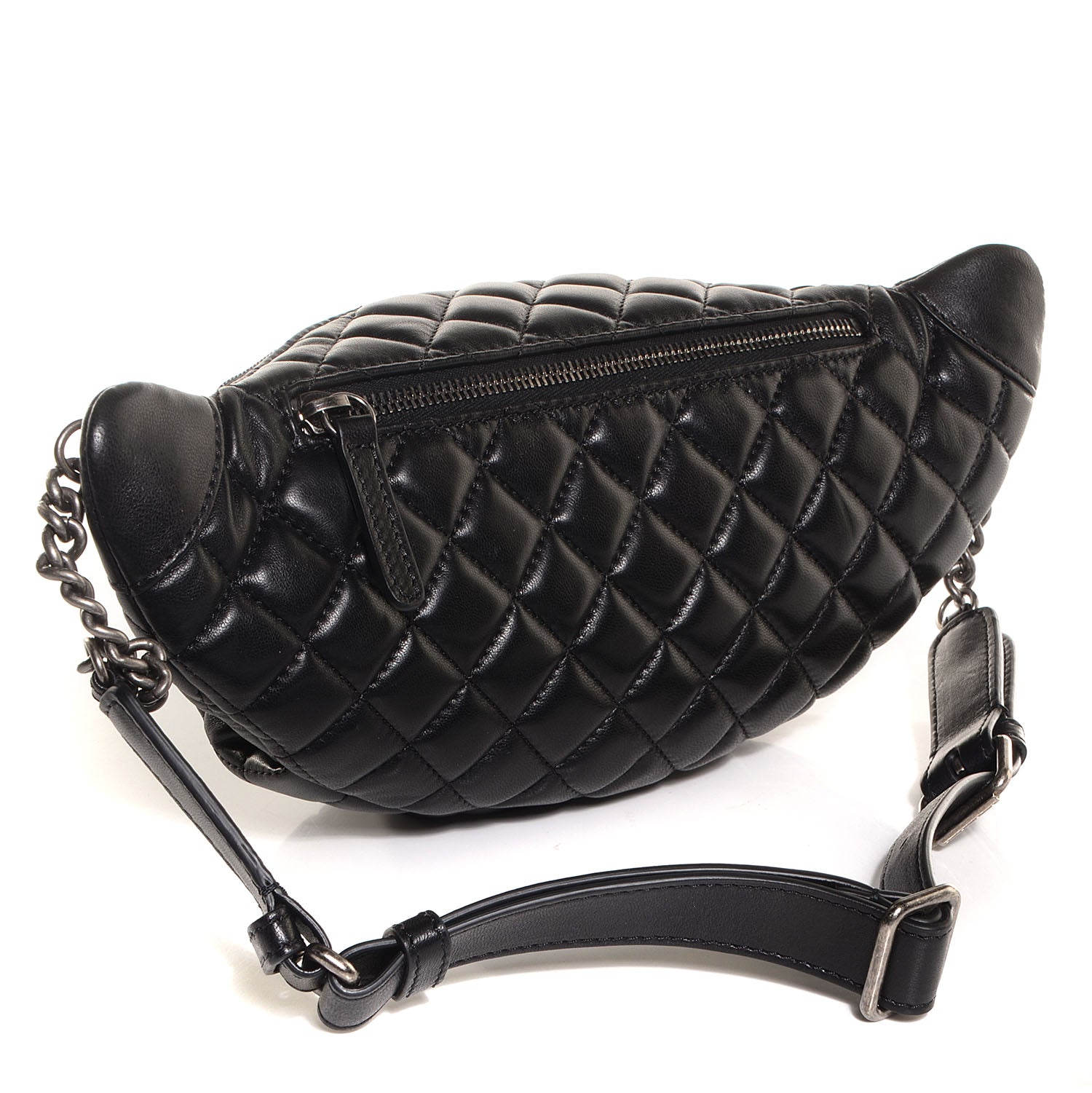 Chanel Lambskin Quilted Banane Waist Bag Fanny Pack Black 3 of 8